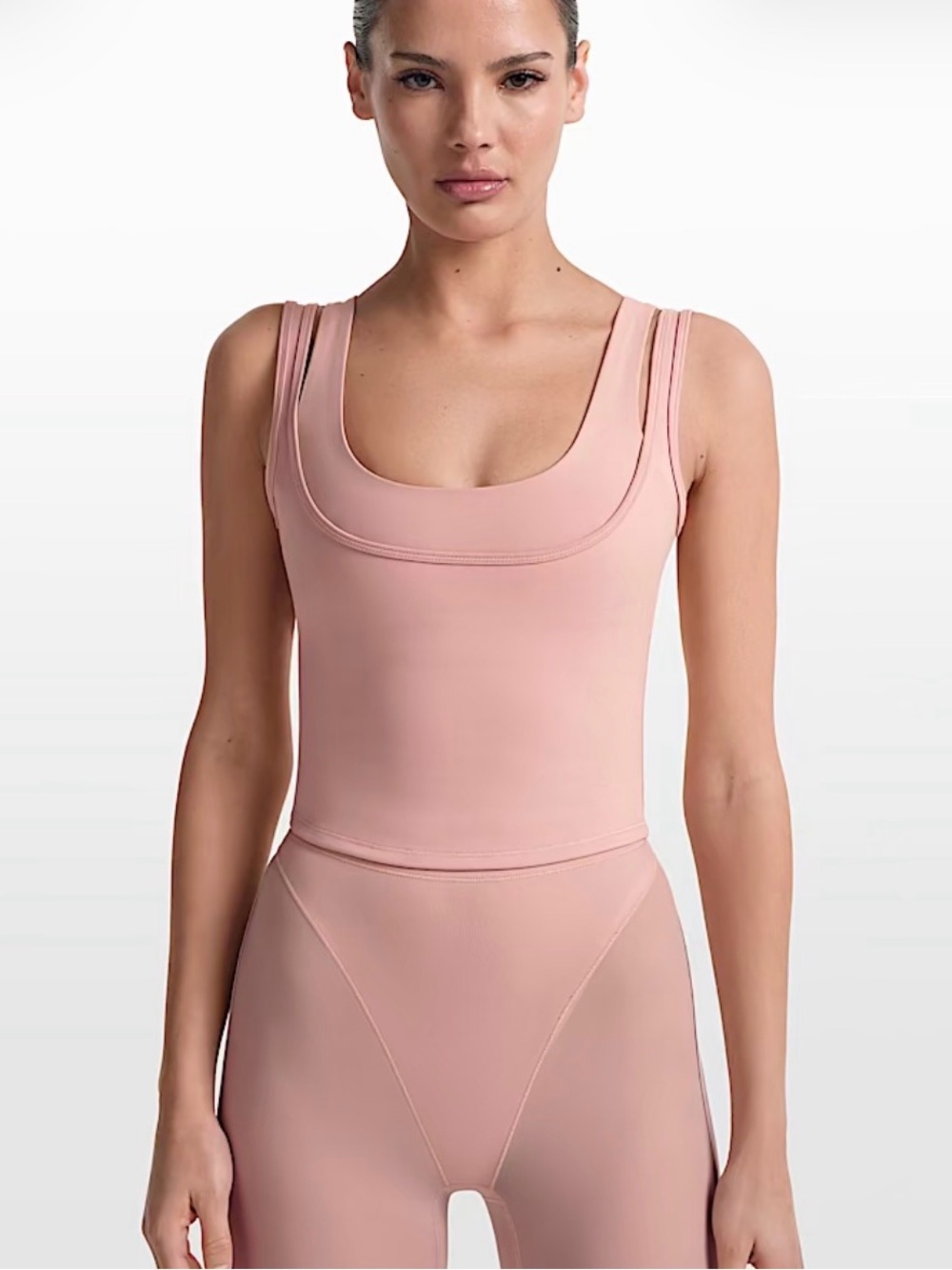 NikeSKIMS Matte Women's Double-Strap Scoop Tank Top Pink Himalayan Size M